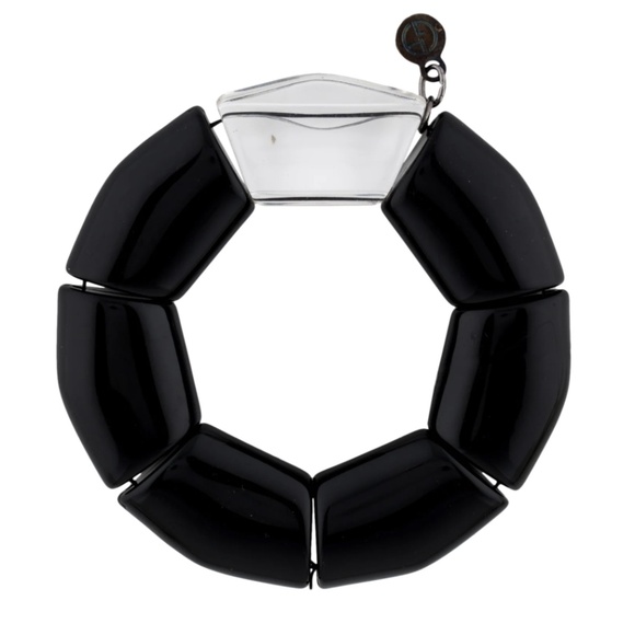Giorgio Armani Resin Stretch Bracelet black new lucite gorgeous - Picture 1 of 7